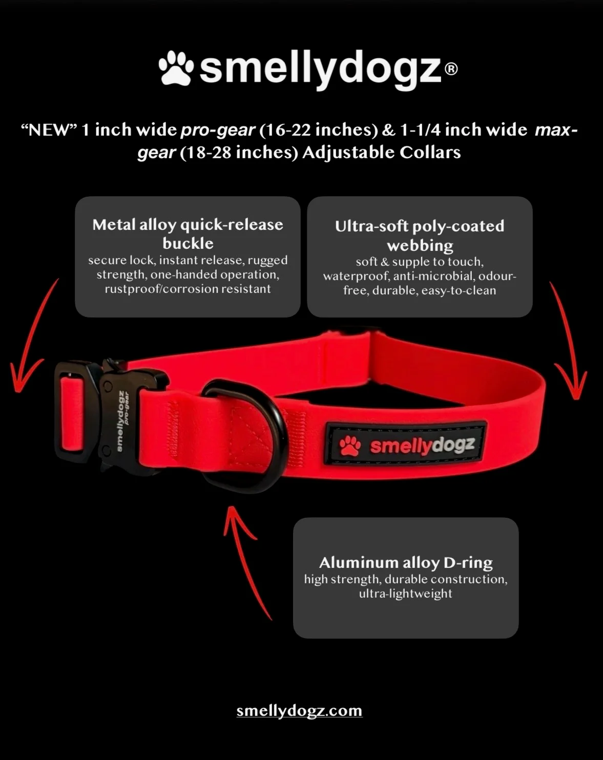 Smellydogz Adjustable Collar Pro Purple 1"16-22"