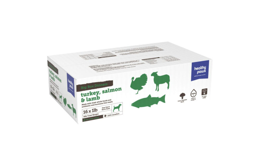 Healthy Paws Big Box Dinners - Turkey, Salmon & Lamb 16 x 1Lb