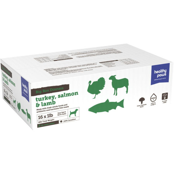 Healthy Paws Big Box Dinners - Turkey, Salmon & Lamb 16 x 1Lb