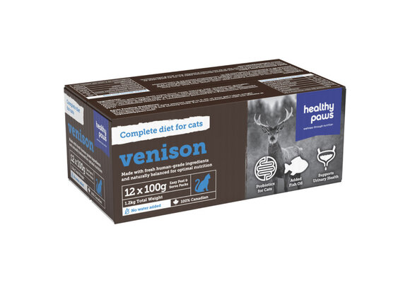 Healthy Paws Cat Complete Dinner Venison 12/100gm