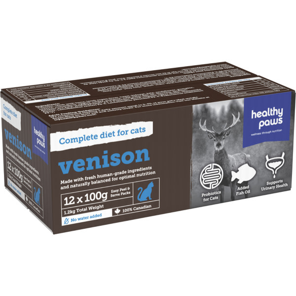 Healthy Paws Cat Complete Dinner Venison 12/100gm