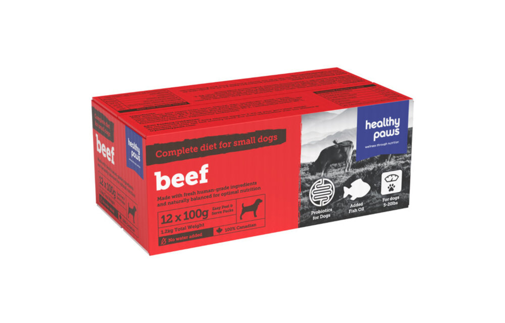 Healthy Paws Complete Dinner Beef 1.2kg (12x100g)