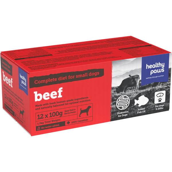 Healthy Paws Complete Dinner Beef 1.2kg (12x100g)