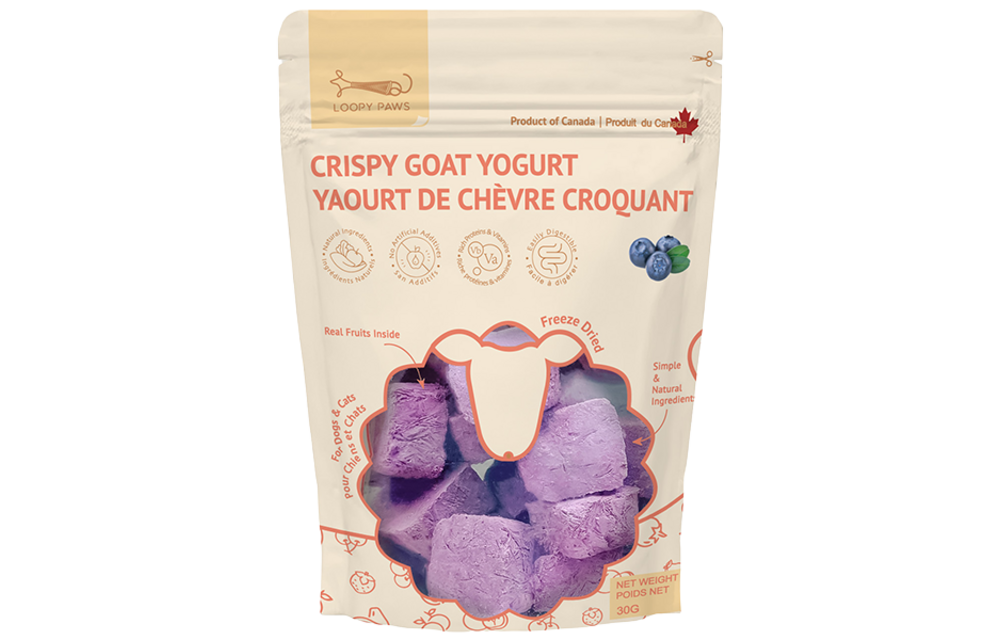 Loopy Paws Dog Crispy Goat Yogurt Chunk Blueberry 30g