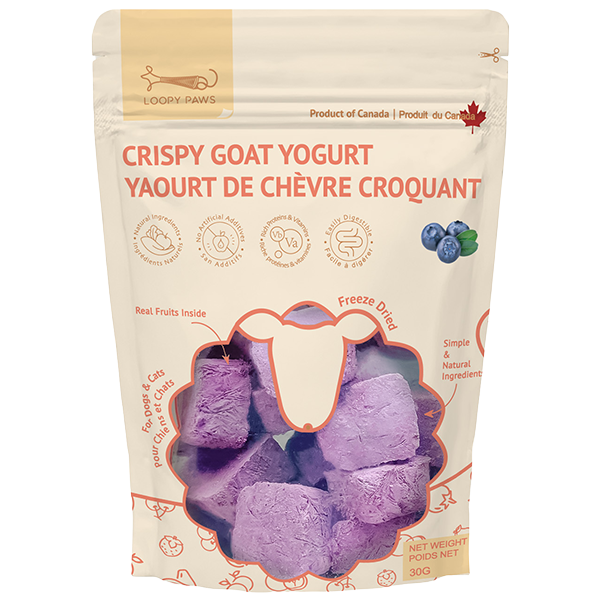 Loopy Paws Dog Crispy Goat Yogurt Chunk Blueberry 30g