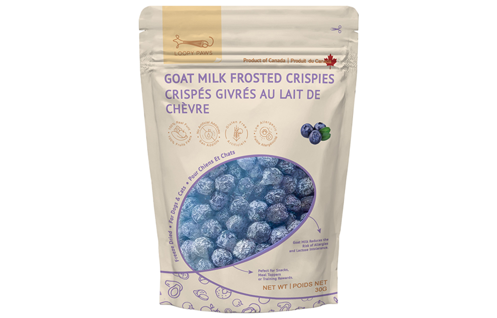 Loopy Paws Dog Goat Milk Frosted Crispies Blueberries 30g