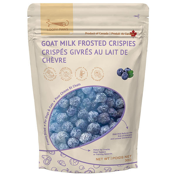 Loopy Paws Dog Goat Milk Frosted Crispies Blueberries 30g