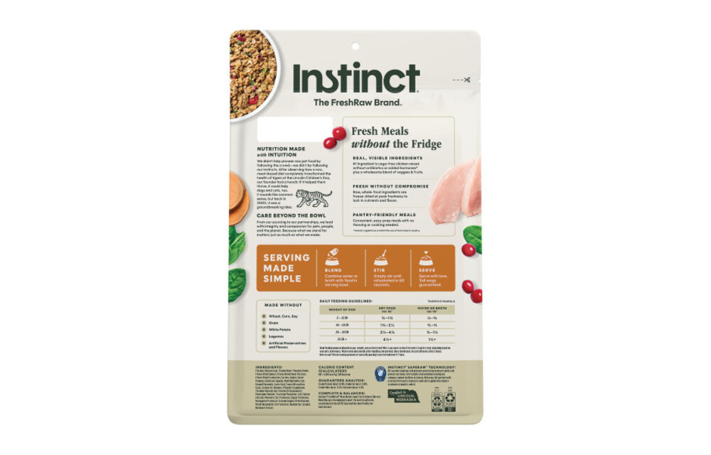Instinct Dog Fresh Dried Meal Blends Chicken & Harvest 23oz