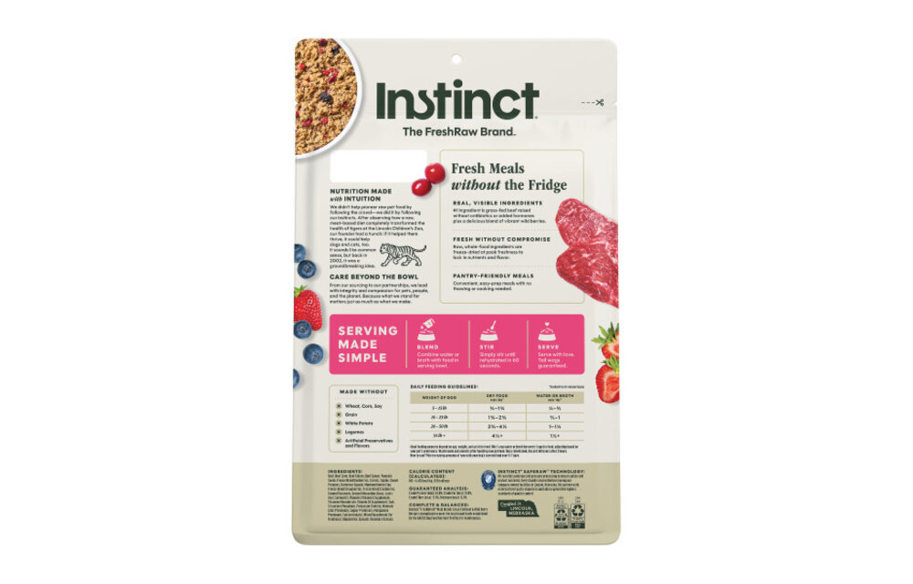 Instinct Dog Fresh Dried Meal Blends Beef & WildBerries 23oz