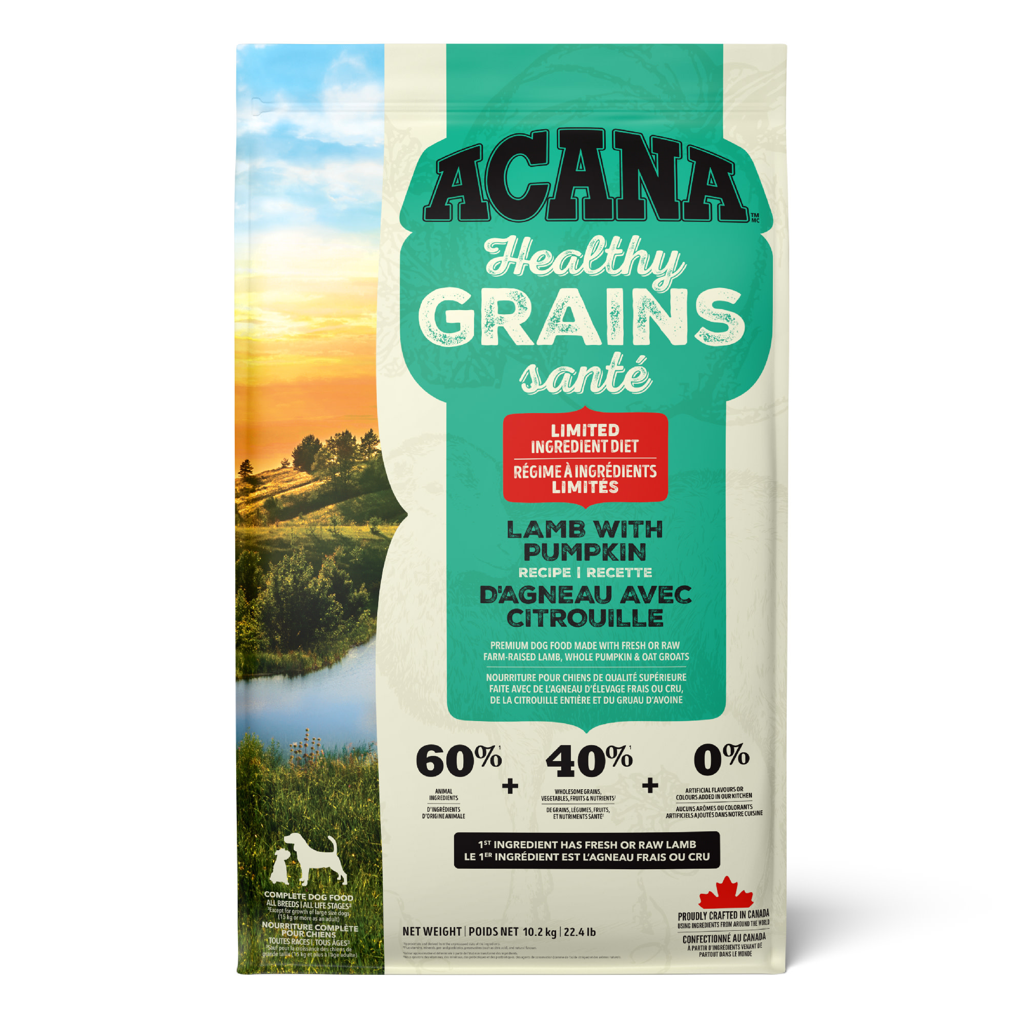 *New*Acana Dog Healthy Grains Lamb w/Pumpkin 10.2kg