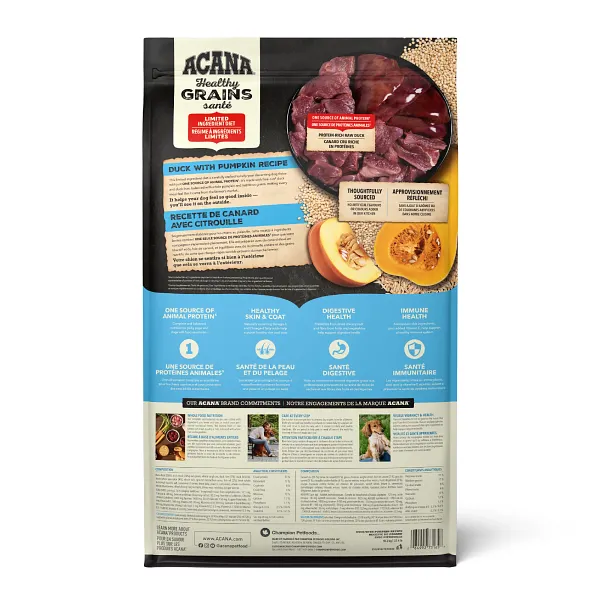 *New*Acana Dog Healthy Grains Duck w/Pumpkin 10.2kg