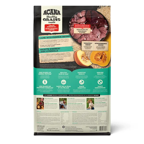 *New*Acana Dog Healthy Grains Lamb w/Pumpkin 10.2kg