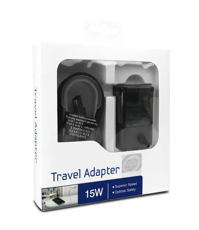 Travel Adapter (Fast Charger + 1.2m Type-C Cable) – Black