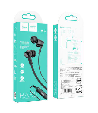 HOCO ÉCOUTEURS FILAIRES 3,5MM AVEC MICRO NOIR (M86)