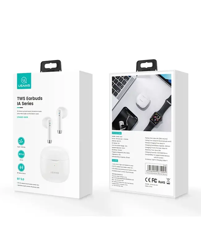 USAMS IA02 TWS ECOUTEURS – BLANC (Bluetooth )
