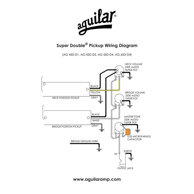 Aguilar AG 4SD-D1 Super Double 4-String Noiseless Soap Bar Bass Pickups -BC Size