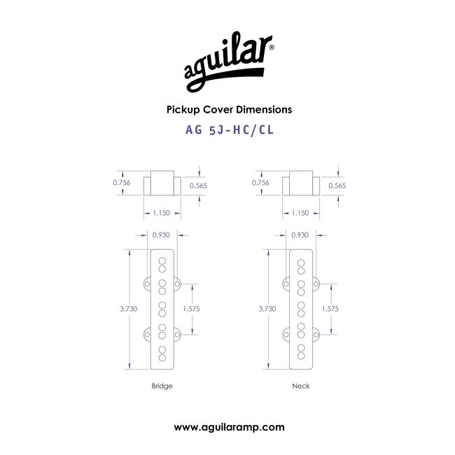 Aguilar AG 5J-HC/CL 5-String Hum-Canceling Jazz Bass Pickups (18mm Spacing)