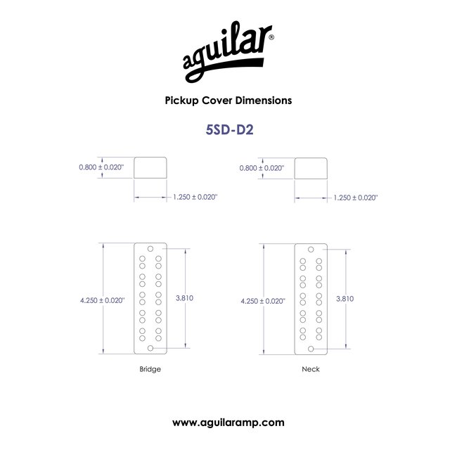 Aguilar AG 5SD-D2 Super Double 5-String Noiseless Soap Bar Bass Pickups -P2 Size