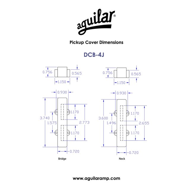 Aguilar DCB-4J 4-String Dual Ceramic Bar Hum-Canceling Jazz Bass Pickups