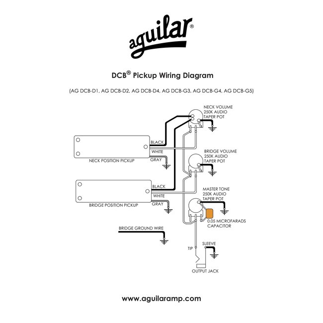 Aguilar DCB-D4 Dual Ceramic Magnet 5- and 6-String Bass Pickups - P4 Size