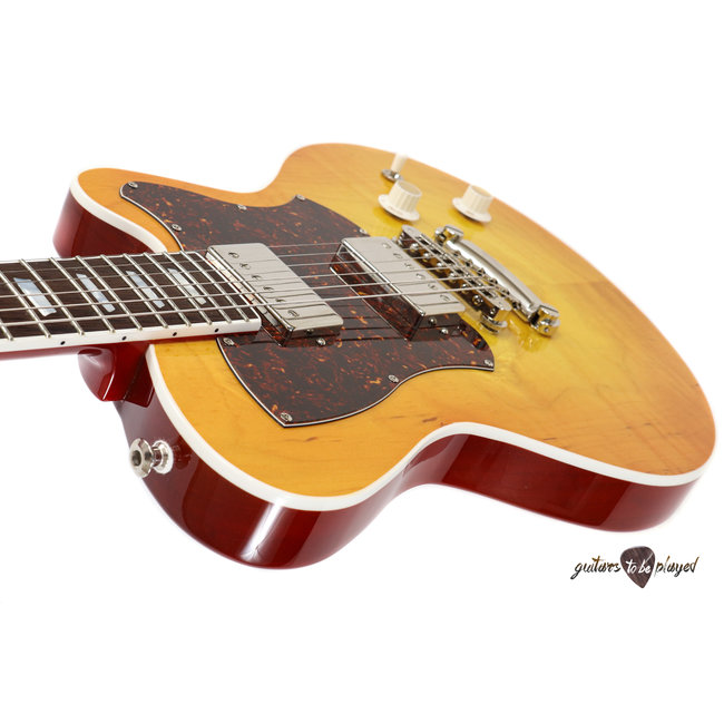 Kauer Starliner Deluxe Eastern Maple Top/Mahogany Body Electric Guitar – Lemon