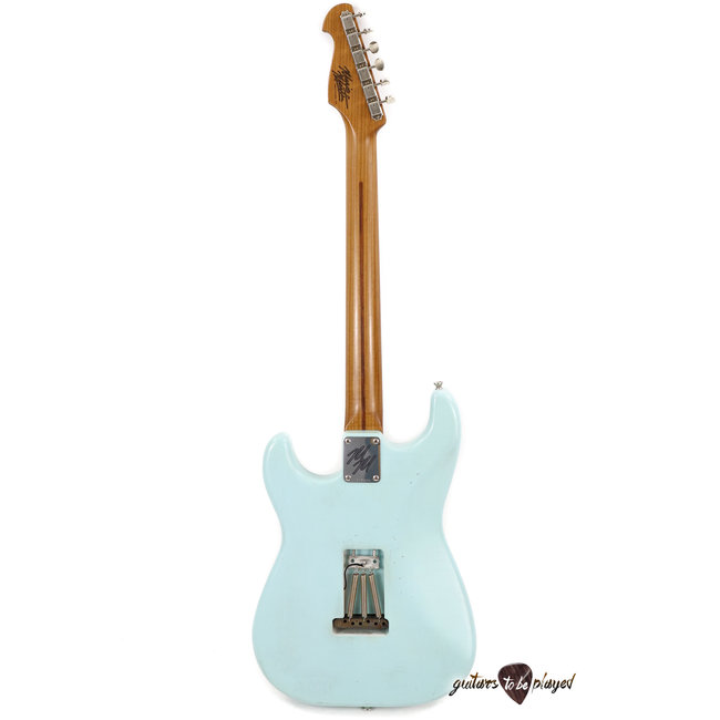 Mario Martin Guitars 1pc Swamp Ash S-Style w/ Lollar GoldFoils, Roasted Maple Neck - Sonic Blue