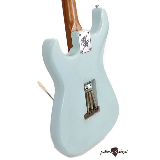 Mario Martin Guitars 1pc Swamp Ash S-Style w/ Lollar GoldFoils, Roasted Maple Neck - Sonic Blue