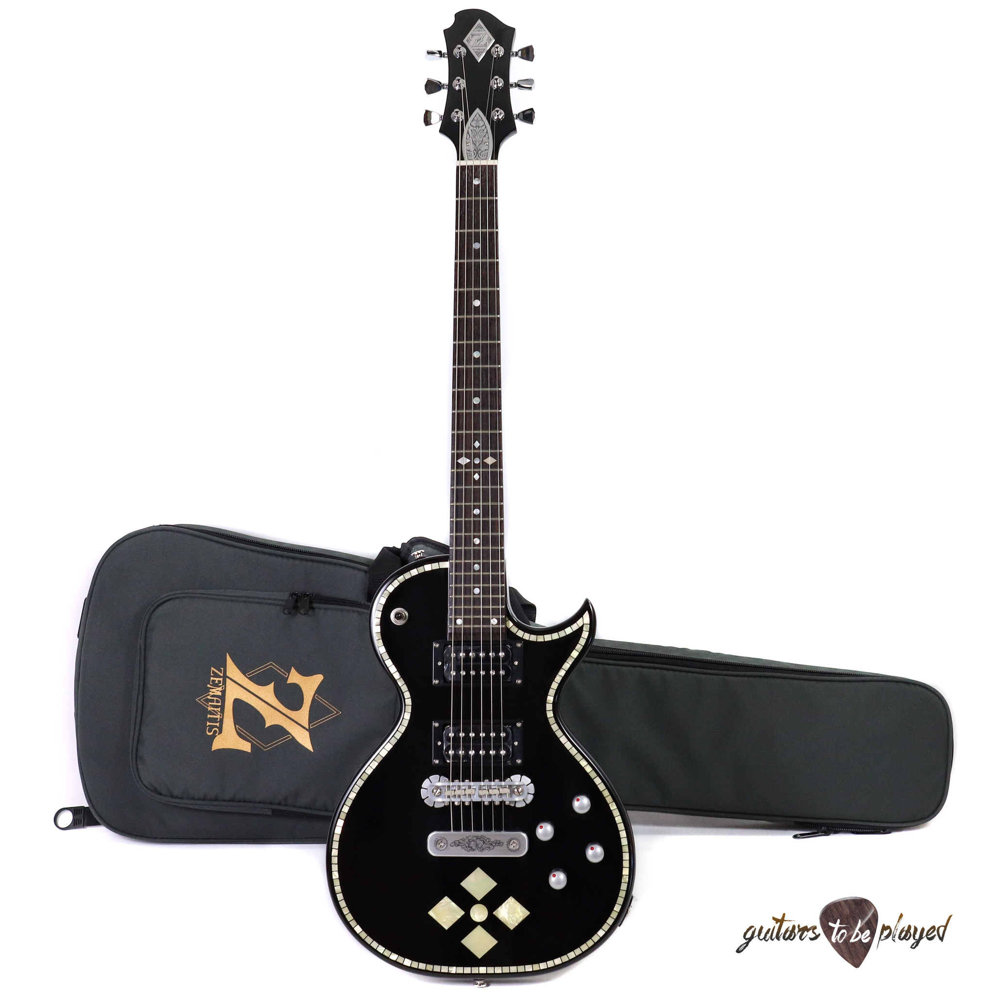 Zemaitis C24SU Superior Casimere Electric Guitar w/ Gigbag - Black Pearl  Diamond