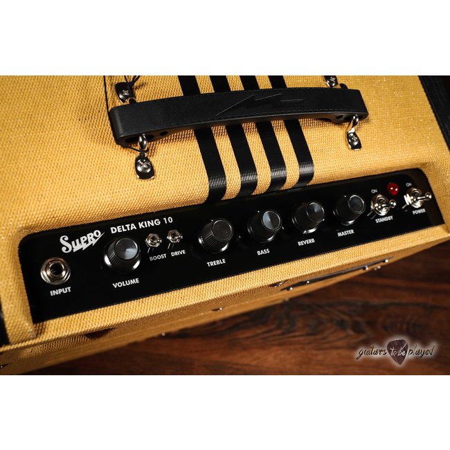 Supro 1820RTB Delta King 10 Reverb 5-Watt 1x10” Tube Combo Amp – Tweed & Black