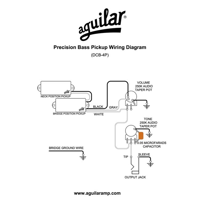 Aguilar DCB-4P 4-String Dual Ceramic Bar Hum-Canceling P-Bass Pickup