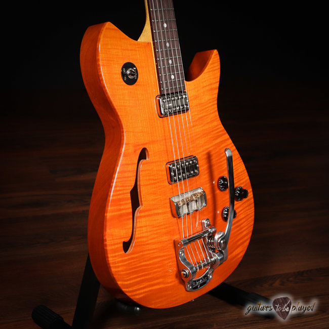 Fano RB6T Thinline Alt de Facto Flame Maple w/ TV Jones & Bigsby – Faded Cherry