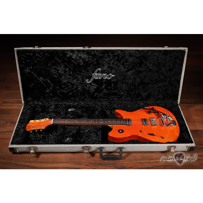 Fano RB6T Thinline Alt de Facto Flame Maple w/ TV Jones & Bigsby – Faded Cherry