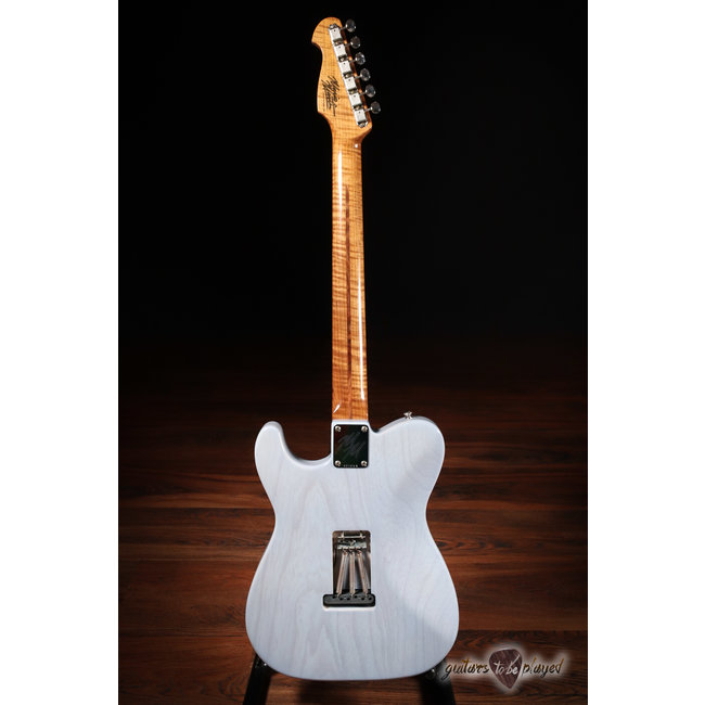Mario Martin Guitars Honcho, Swamp Ash, Roasted Flame Maple Neck – Carolina Blue