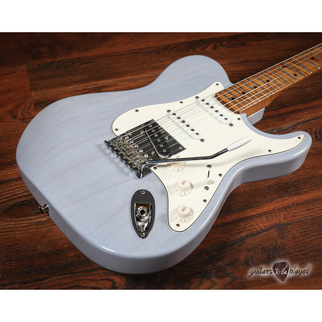 Mario Martin Guitars Honcho, Swamp Ash, Roasted Flame Maple Neck – Carolina Blue