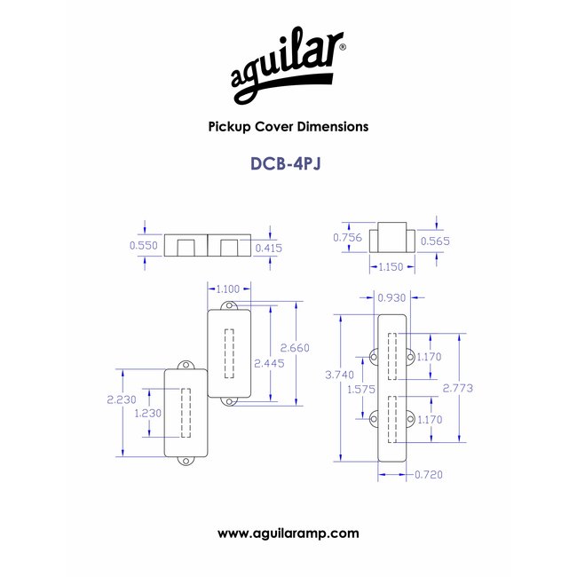 Aguilar DCB-4P/J 4-String Dual Ceramic Bar Hum-Canceling Bass Pickups (DCB-4PJ)