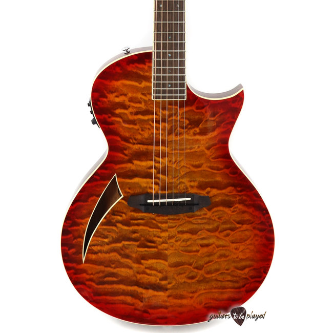 ESP LTD TL-6 Thinline Quilt Top Acoustic/Electric Guitar – Tiger Eye Burst