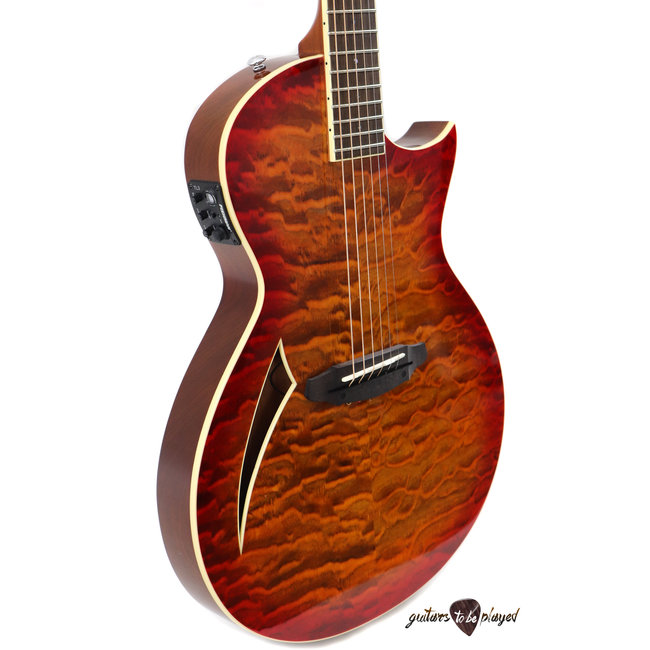 ESP LTD TL-6 Thinline Quilt Top Acoustic/Electric Guitar – Tiger Eye Burst