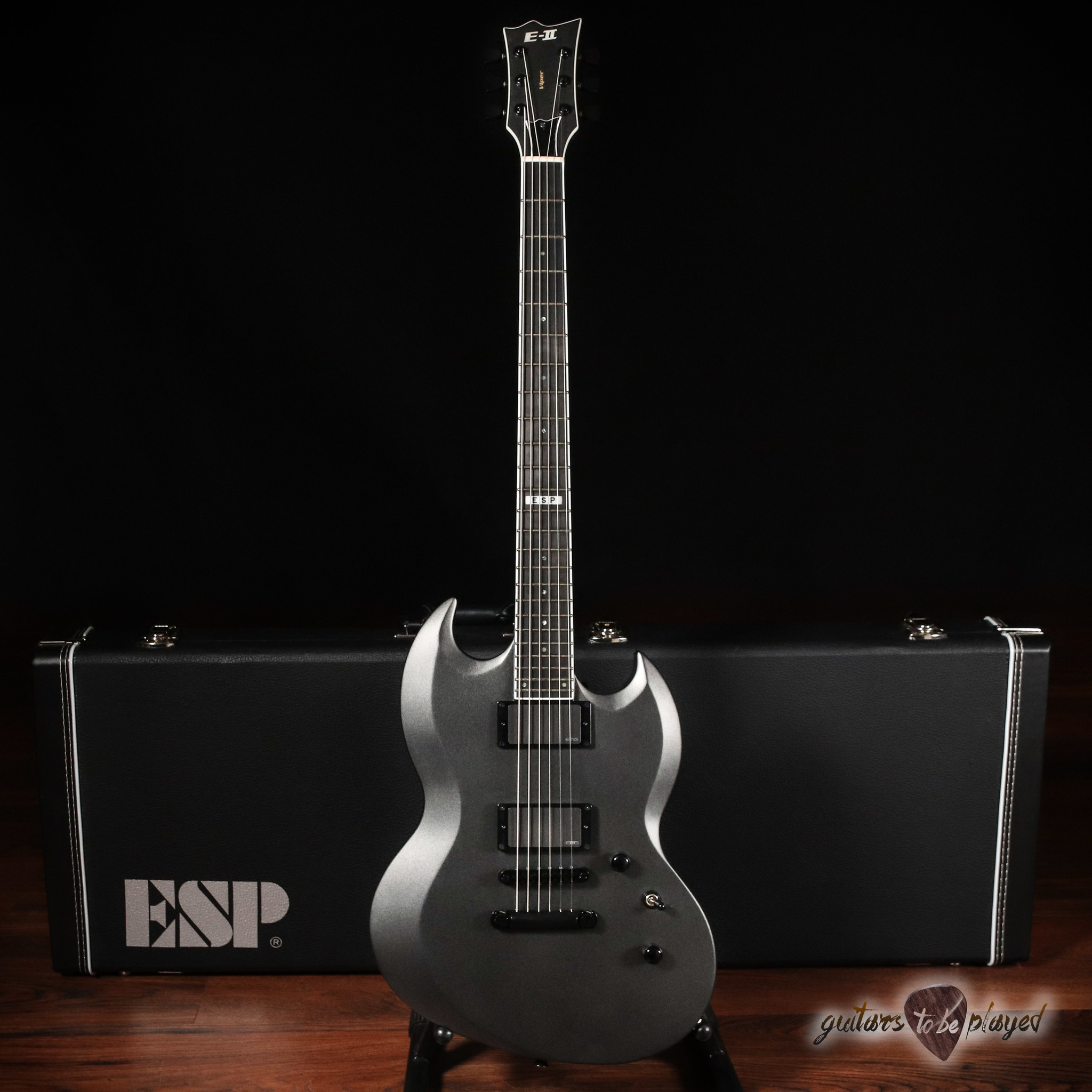ESP E-II Viper Baritone Guitar w/ Case – Charcoal Metallic