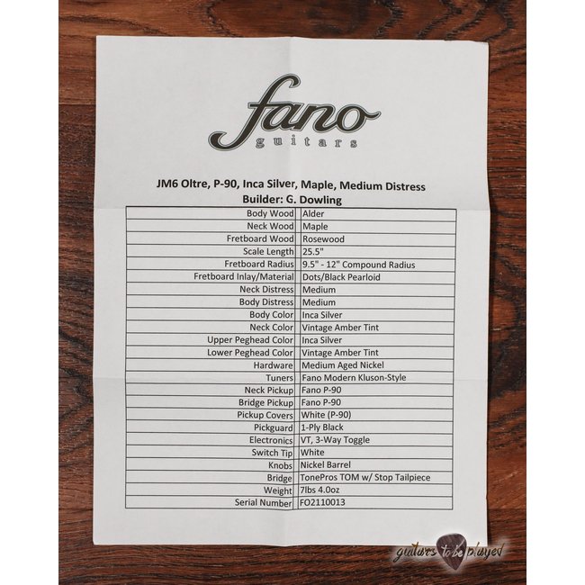Fano JM6 Oltre Maple Fretboard P-90 Electric Guitar w/ Gigbag – Inca Silver