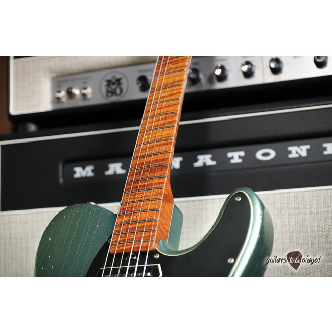 Shabat Lion GB Sugar Pine Guitar w/ 4A Flame Roasted Maple Neck – Pelham Blue