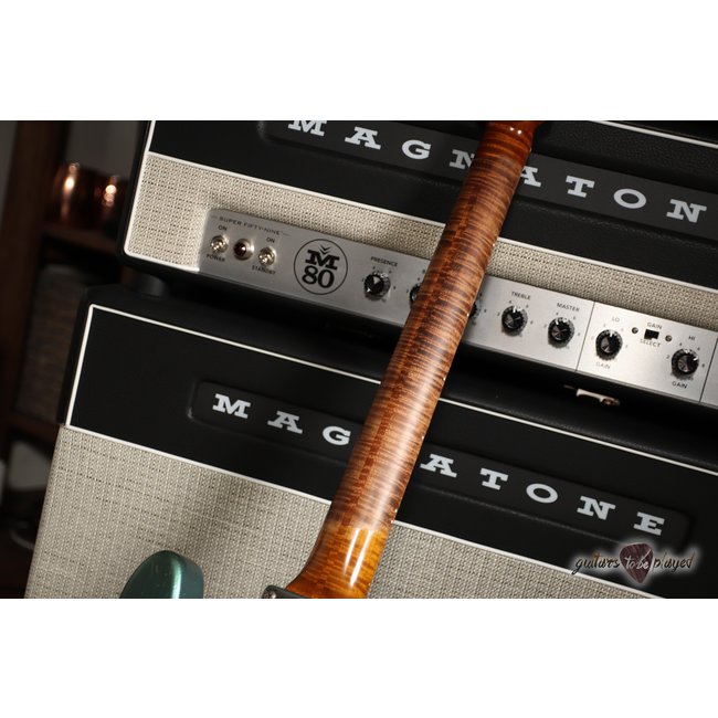 Shabat Lion GB Sugar Pine Guitar w/ 4A Flame Roasted Maple Neck – Pelham Blue