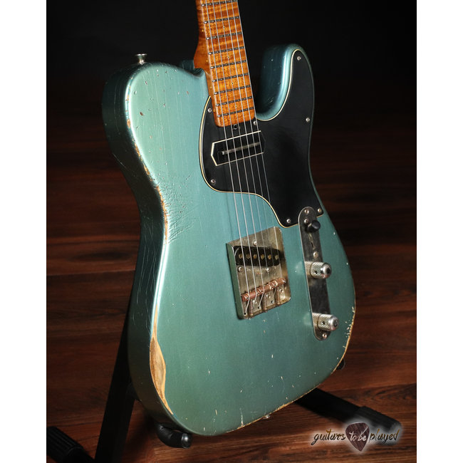 Shabat Lion GB Sugar Pine Guitar w/ 4A Flame Roasted Maple Neck – Pelham Blue