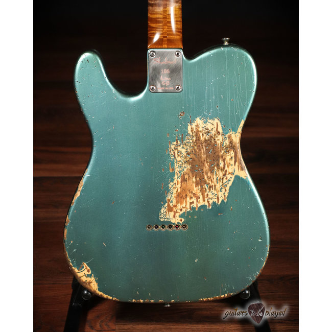 Shabat Lion GB Sugar Pine Guitar w/ 4A Flame Roasted Maple Neck – Pelham Blue