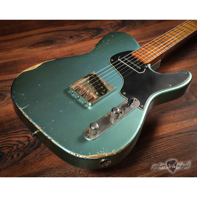 Shabat Lion GB Sugar Pine Guitar w/ 4A Flame Roasted Maple Neck – Pelham Blue