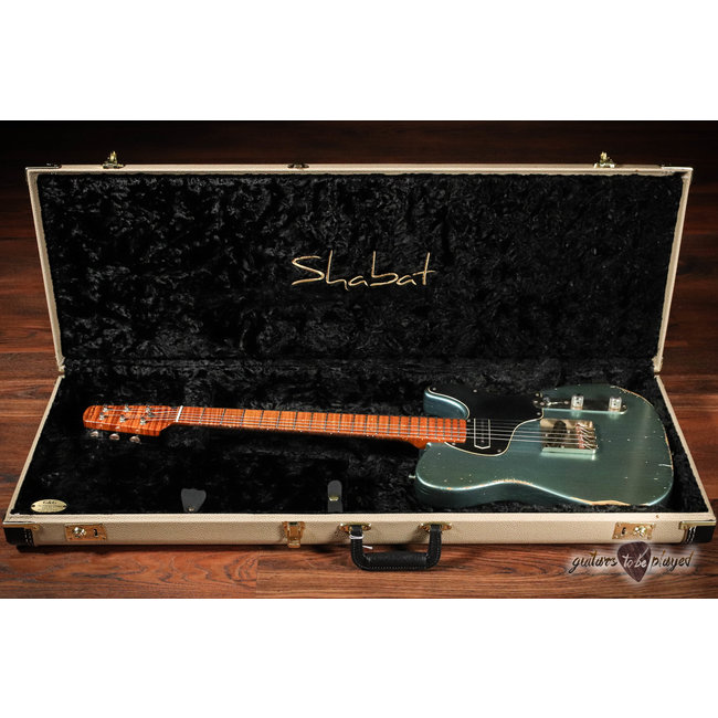 Shabat Lion GB Sugar Pine Guitar w/ 4A Flame Roasted Maple Neck – Pelham Blue
