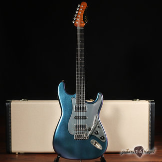 Shabat Guitars Shabat Lynx HSH Alder S-Style w/ Flame Roasted Maple & Ebony – Cosmic Blue