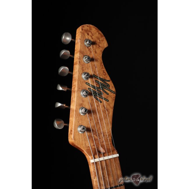 Mario Martin Guitars Lollar Novel Foil T-Style w/ Roasted Birdseye Neck – Black