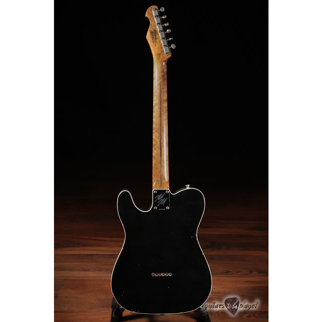 Mario Martin Guitars Lollar Novel Foil T-Style w/ Roasted Birdseye Neck – Black