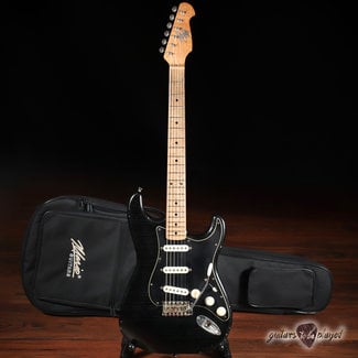 Mario Guitars Mario Martin Guitars Ash/Paulownia S-Style w/ Roasted Maple & Fralins - Black