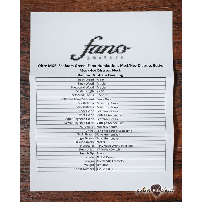 Fano MG6 Oltre Maple Fretboard Humbucker Guitar w/ Gigbag – Seafoam Green